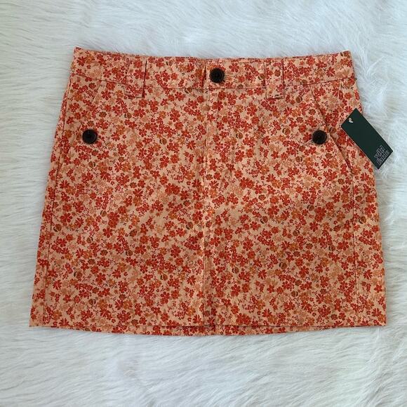 wild fable Dresses & Skirts - NWT Wild Fable High-Rise Chino Mini Skirt Orange Floral Size 6 Small Retro
